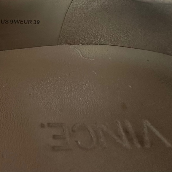 Vince Warren Platform Sneaker Shoes Loafers Sz 9 Tan Gold Satin Fawn Slip On - Picture 11 of 11